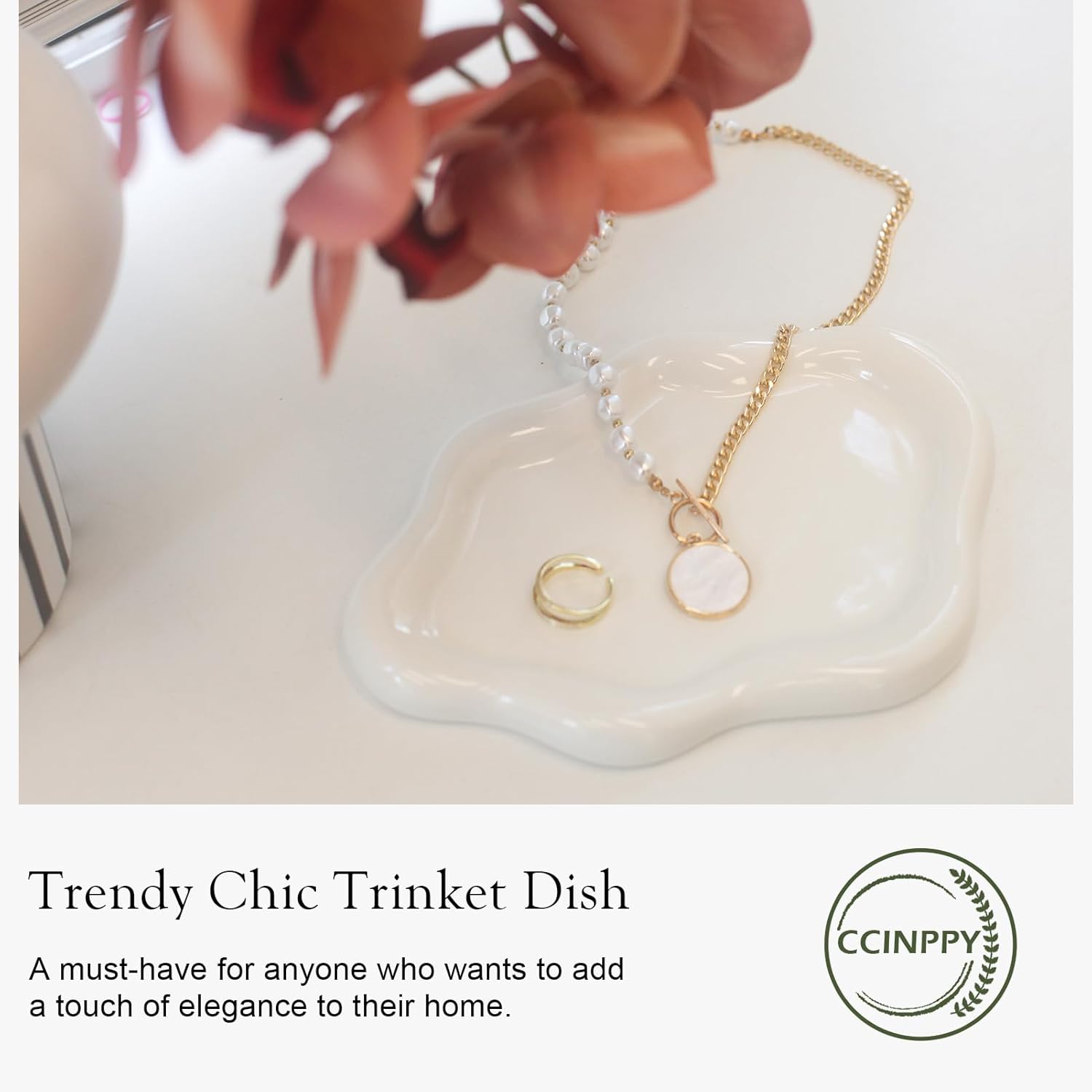 Ceramic Jewelry Tray â€?Decorative Cloud Vanity Dish, Ring Holder, and Trinket Plate for Women, Aesthetic Room Décor â€?White, Medium