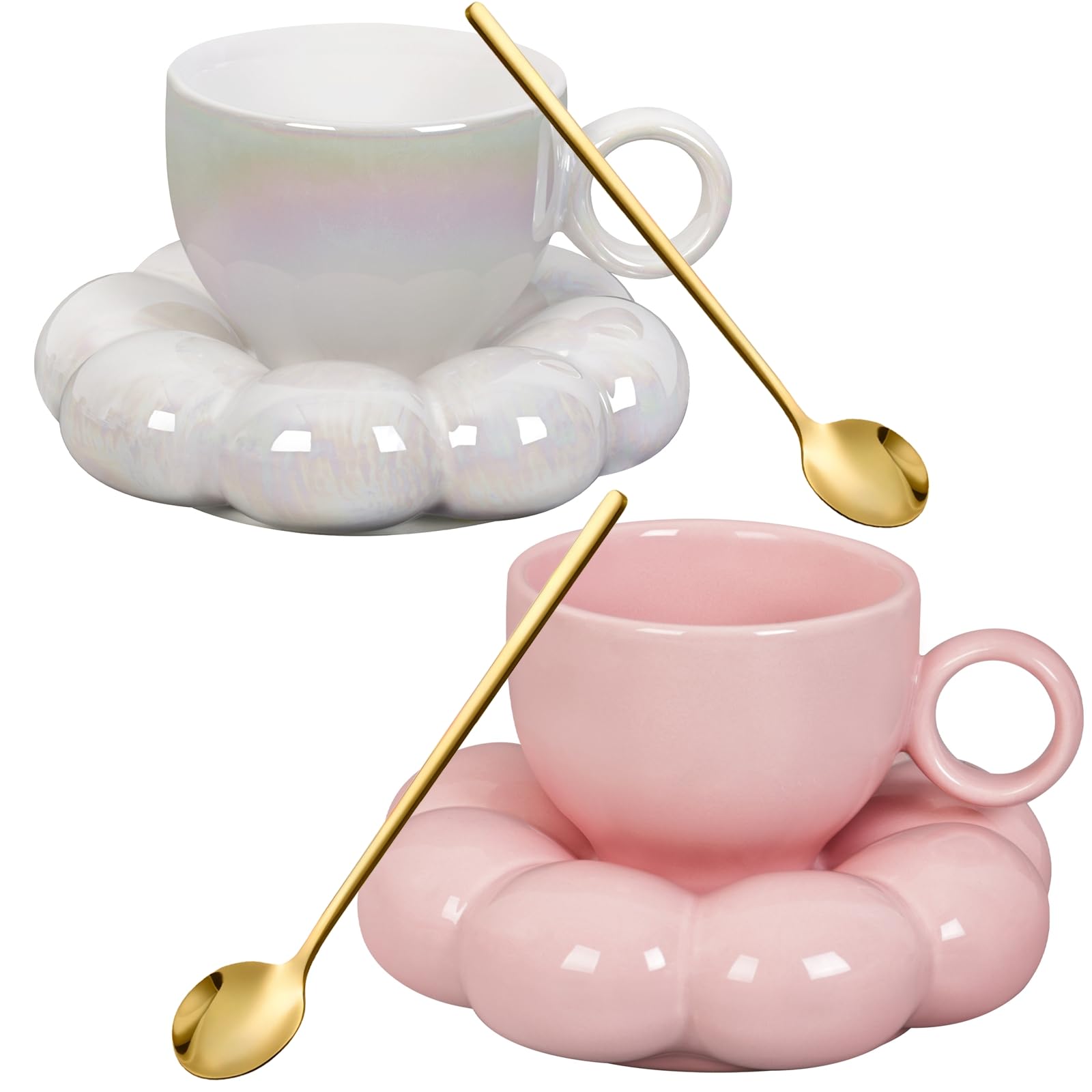 Coffee Mug, Tea Cup and Saucer Set with Spoon  10oz