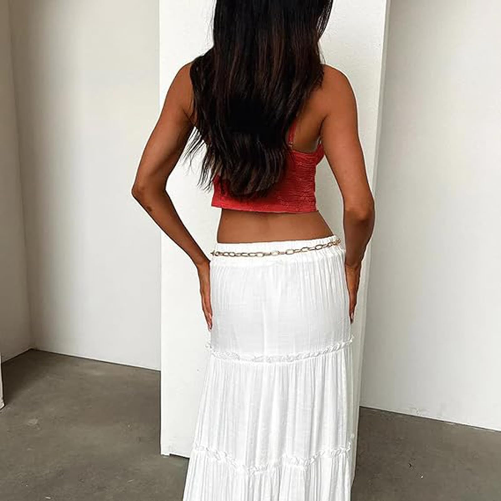 Women's Sexy Lace Up Padded Camisoles Spaghetti Straps V-Neck Ruffle Crop Tops Y2K Cami Shirt Streetwear