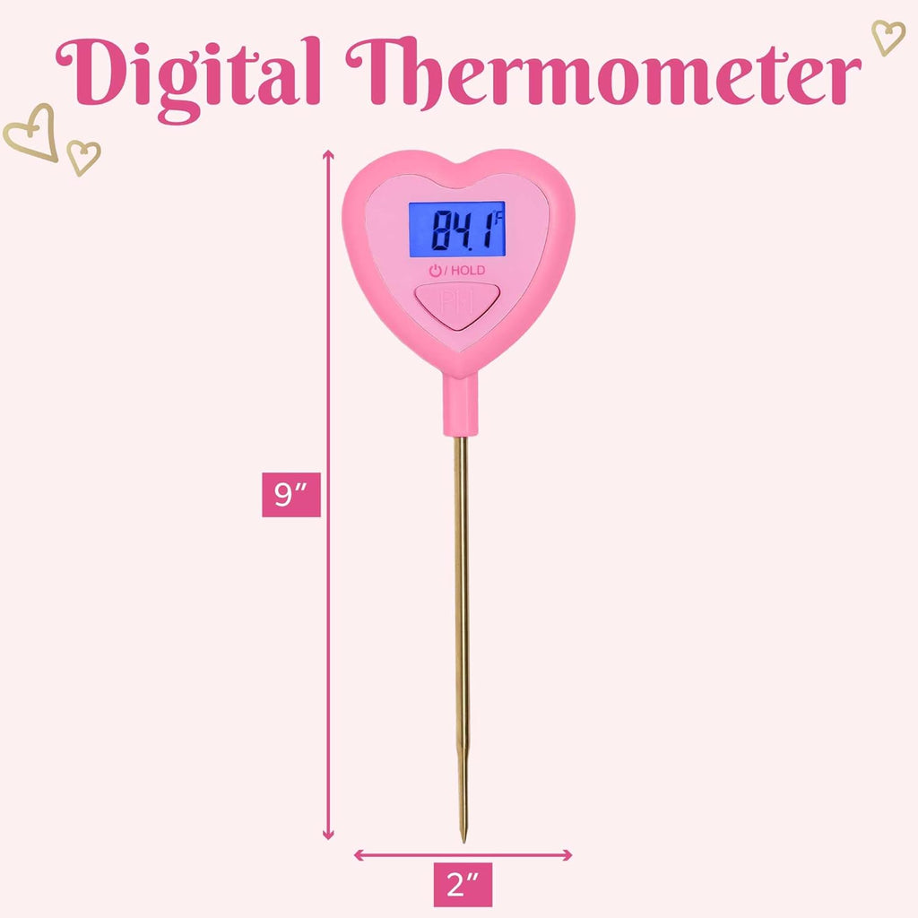Paris Hilton Digital Heart Shaped Thermometer for Cooking, Baking and Grilling, Instant Read in Celsius or Fahrenheit, Pink