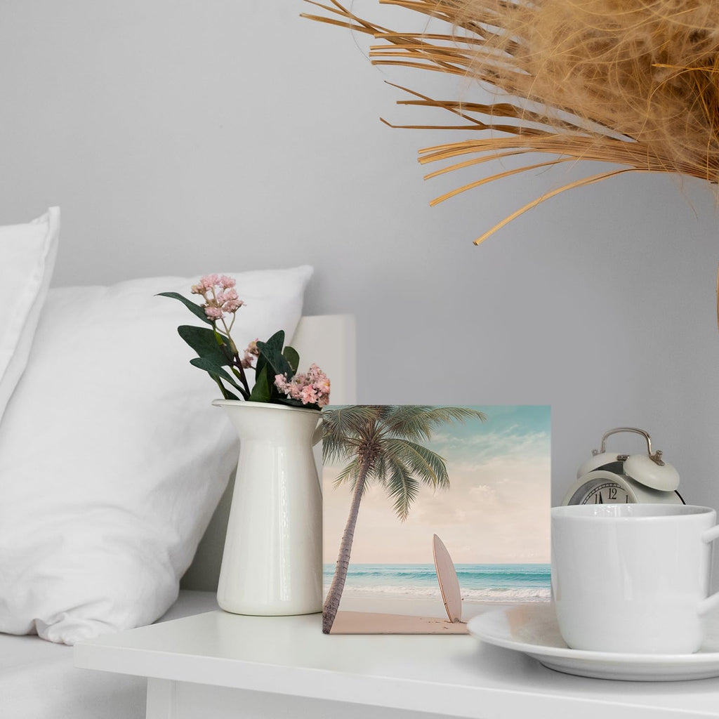 Coquette Pink Bow Champagne Wooden Box Sign, 5x5 Inch