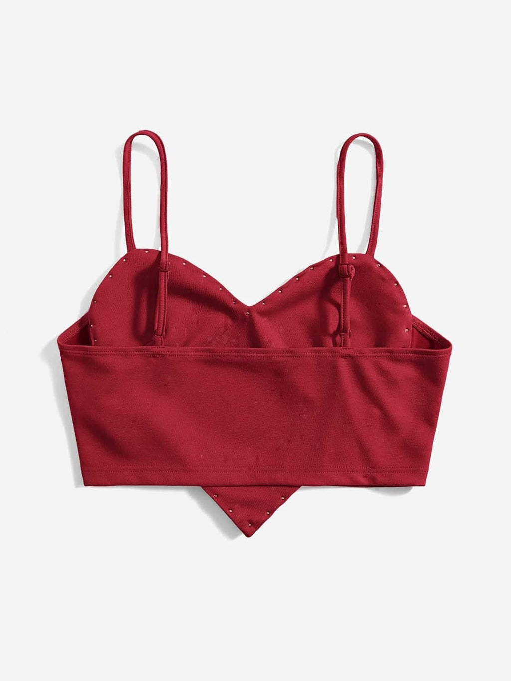 Women's Pearls Sleeveless Asymmetrical Hem Heart Crop Cami Top Sexy Camisole