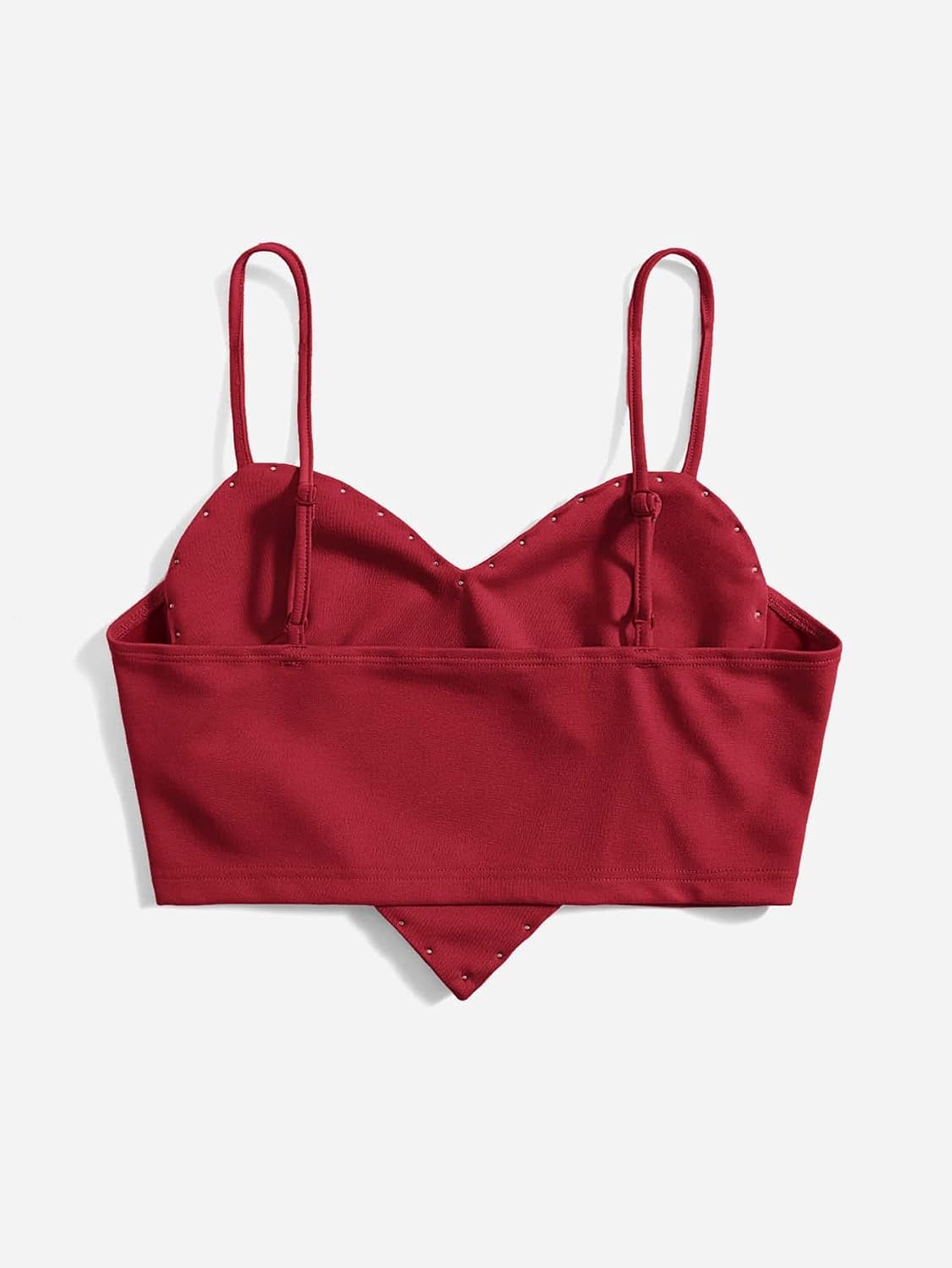 Women's Pearls Sleeveless Asymmetrical Hem Heart Crop Cami Top Sexy Camisole