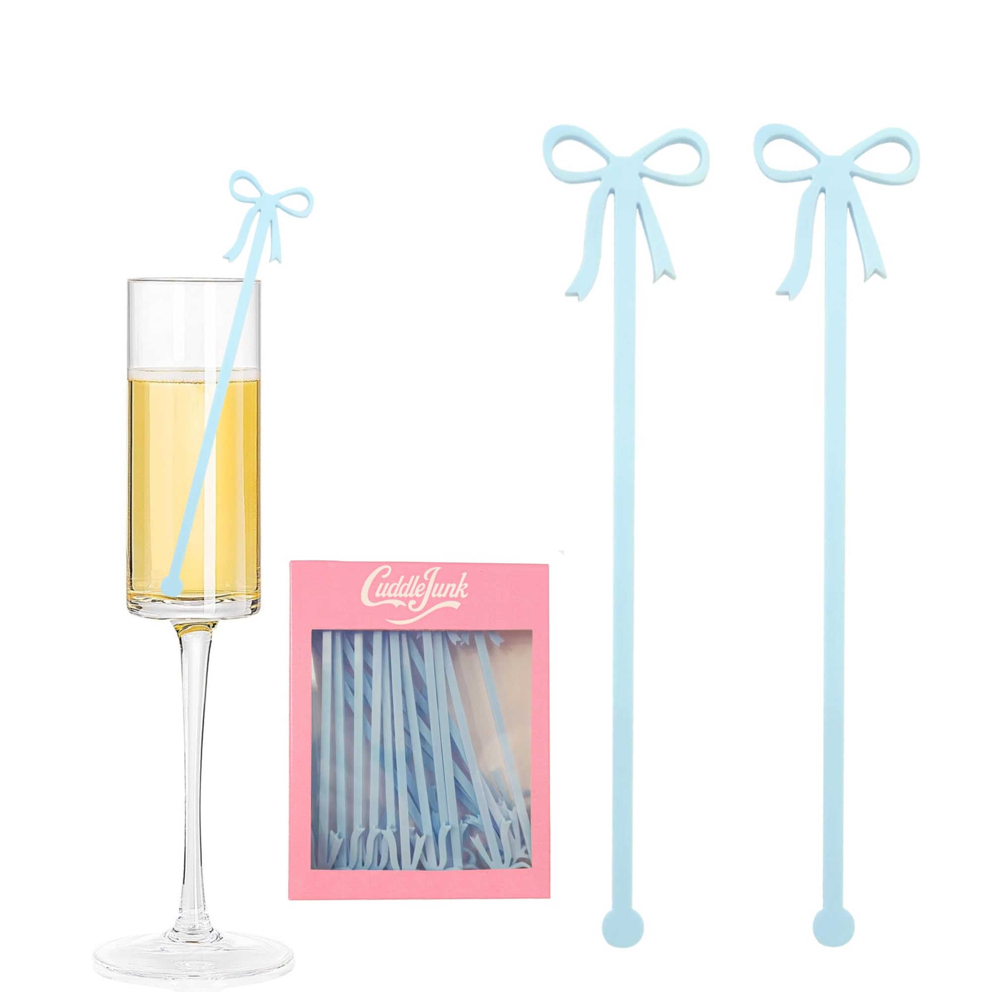 Coquette 20 pcs Bow Drink Stirrers, Acrylic Drink Stirs for Bow Themed Party Decoration