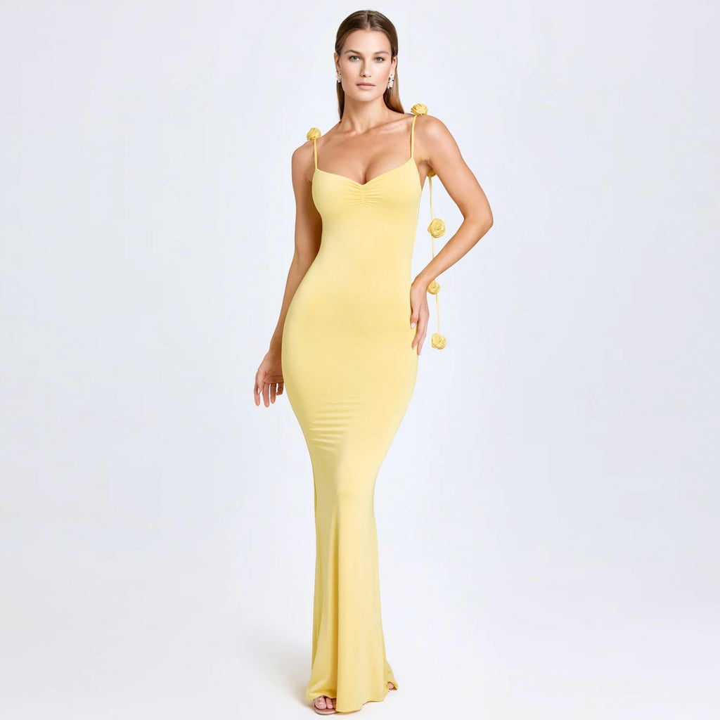 Women's Sexy Maxi Dress Summer Elegant Floral Bodycon Spaghetti Strap Sleeveless Backless Fishtail Long Dress