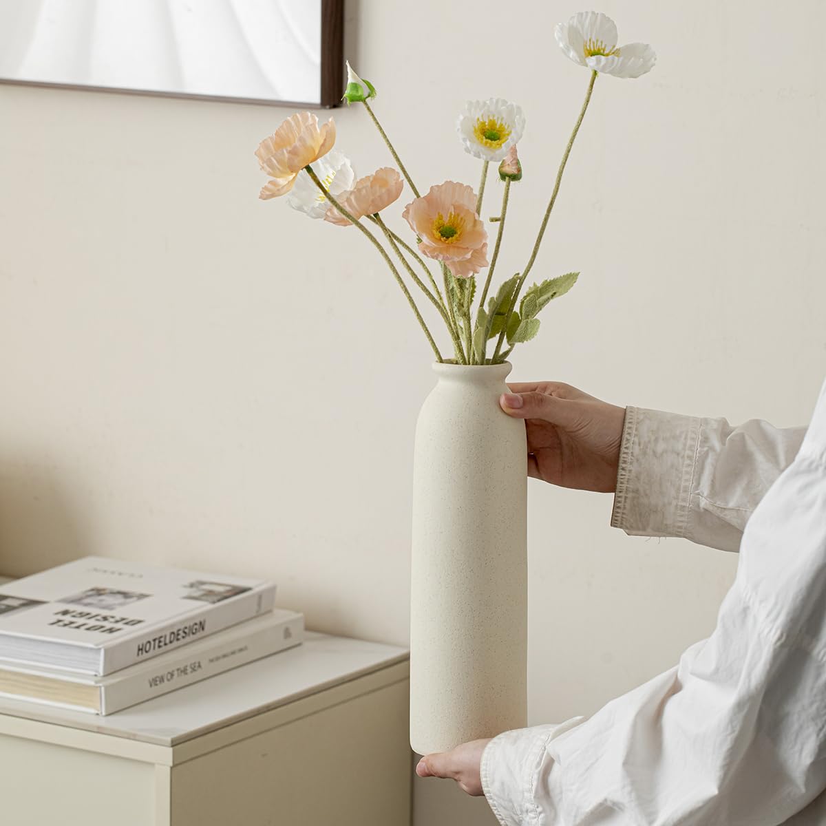 Tall Decorative Ceramic Vase Set, 3 Pieces