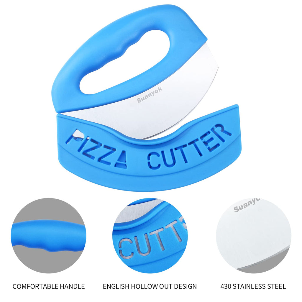 Premium Pizza Cutter Food Chopper-Super Sharp Blade Stainless Steel Pizza Cutter with Protective Sheath Multi Function Pizza Knife