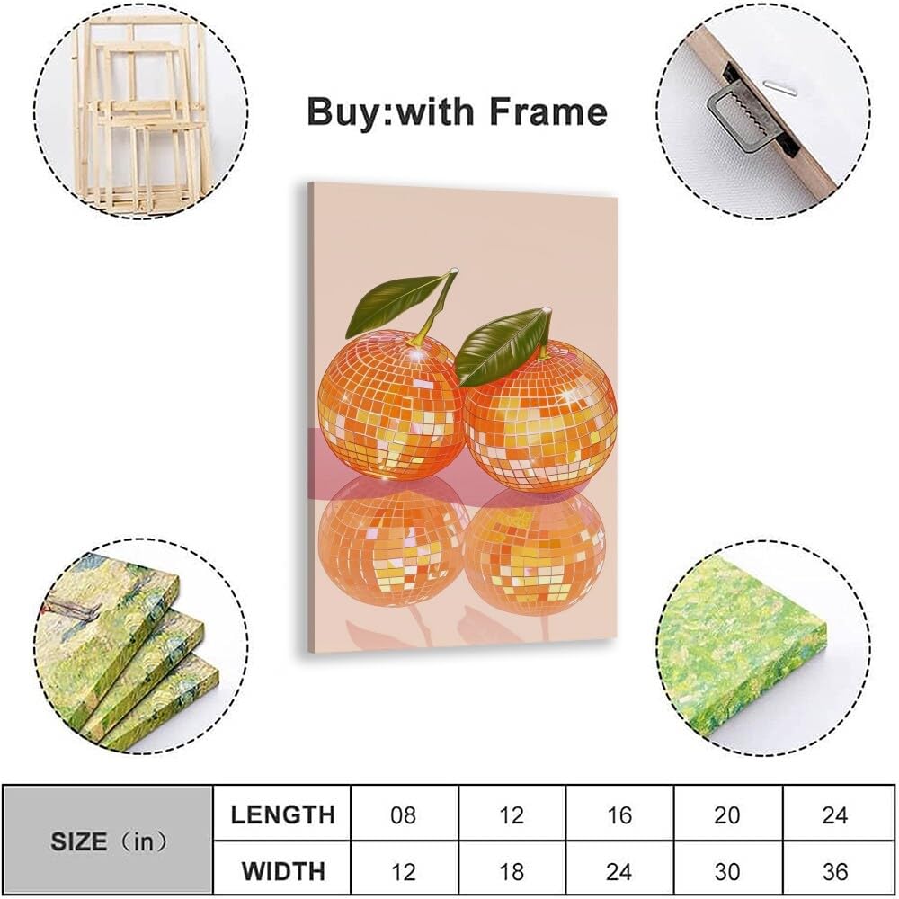 Disco Ball Fruits Canvas Print â€?Trendy Glam Wall Art