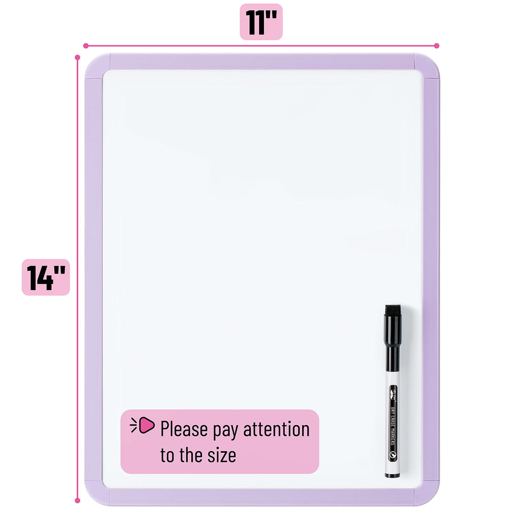 Dry Erase Board, 14â€?x 11â€?with a Black Dry Erase Marker Color Frame, Small White Board Dry Erase Whiteboard