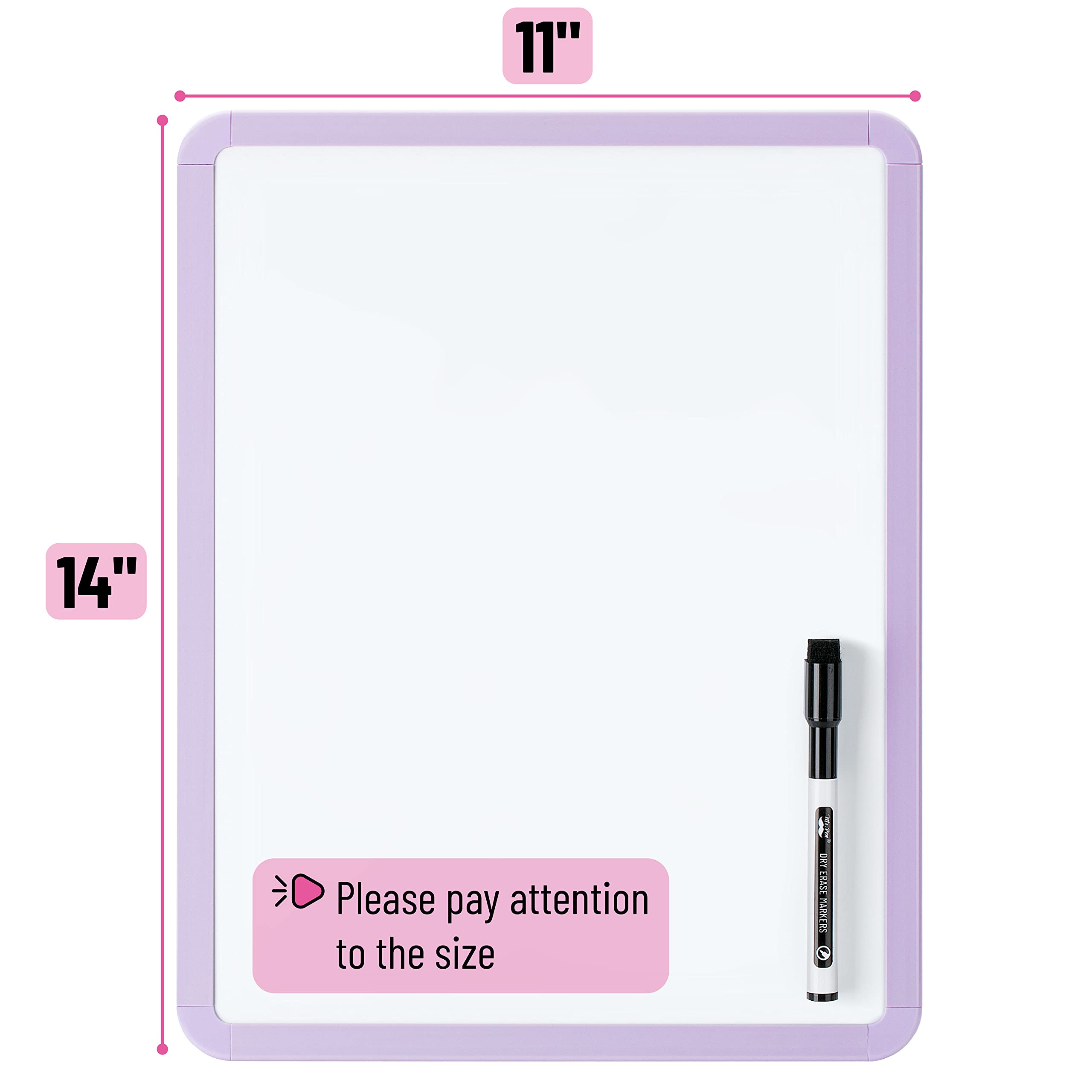 Dry Erase Board, 14â€?x 11â€?with a Black Dry Erase Marker Color Frame, Small White Board Dry Erase Whiteboard