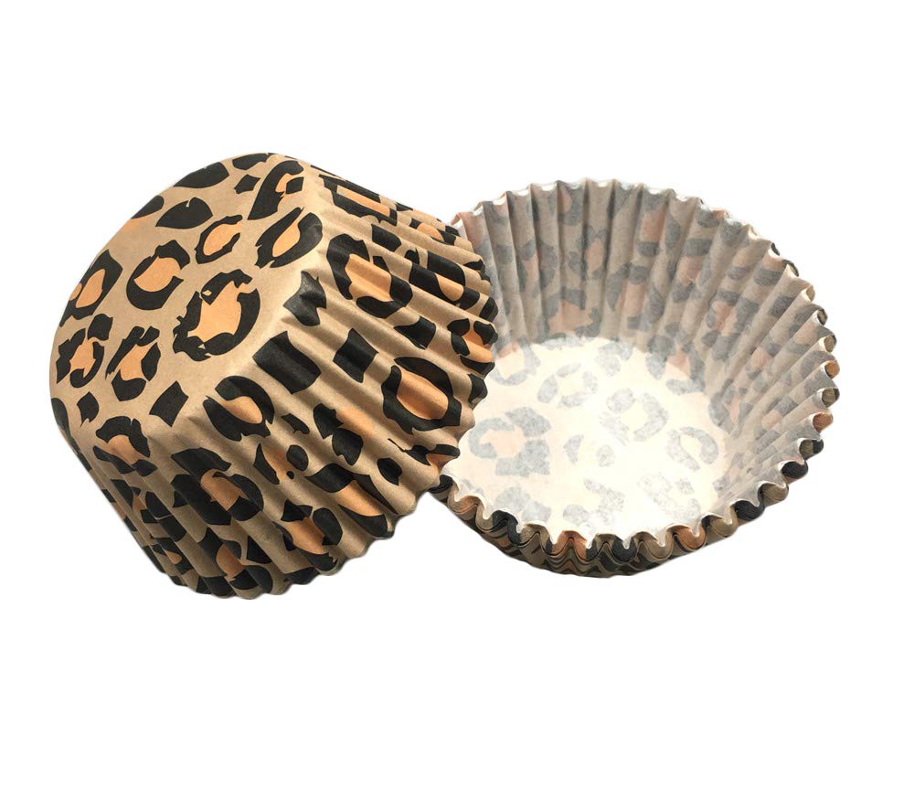 Leopard Animal Print Cupcake Liners Liner Wrappers Leopard Baking Cups Wild One Toppers Wrappers Decorations Decor Papers 100 Count