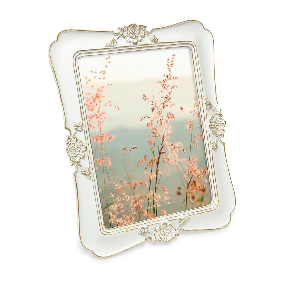 Vintage-Inspired Simple Ornate Picture Horizontal & Vertical for Tabletop and Wall Display - Home Décor, Floral, Resin Frame