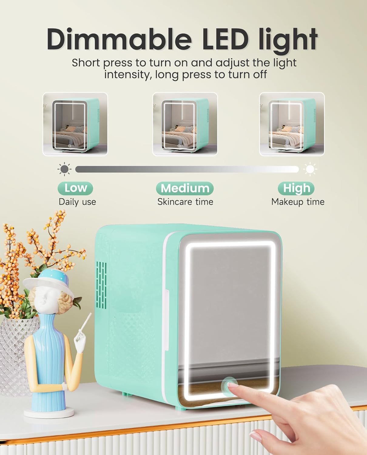 Skincare Fridge - Makeup Fridge for Refrigerating Skincare and Food, Mini Fridge Cooler and Warmer