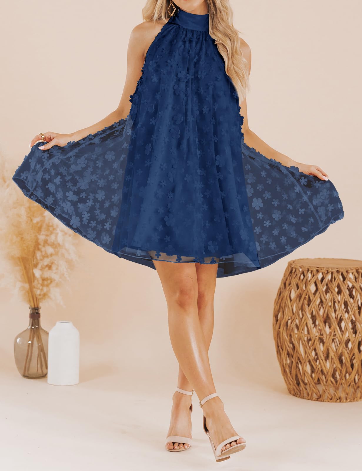 Women's Summer Formal Dresses Cocktail Halter Swing Dress Cute A Line Dress