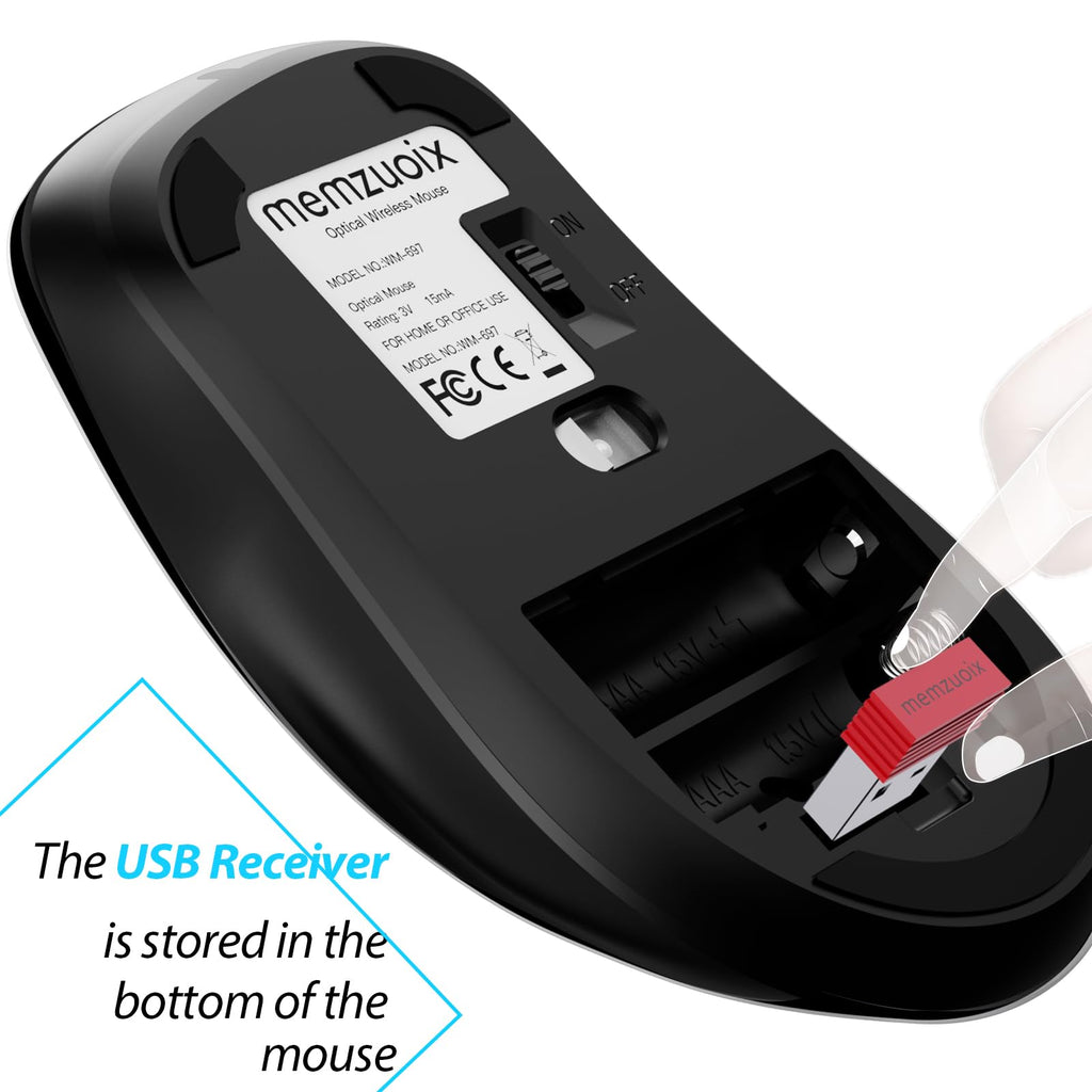 Portable Computer Wireless Mouse for Laptop, PC, Desktop, MacBook, 5 Buttons