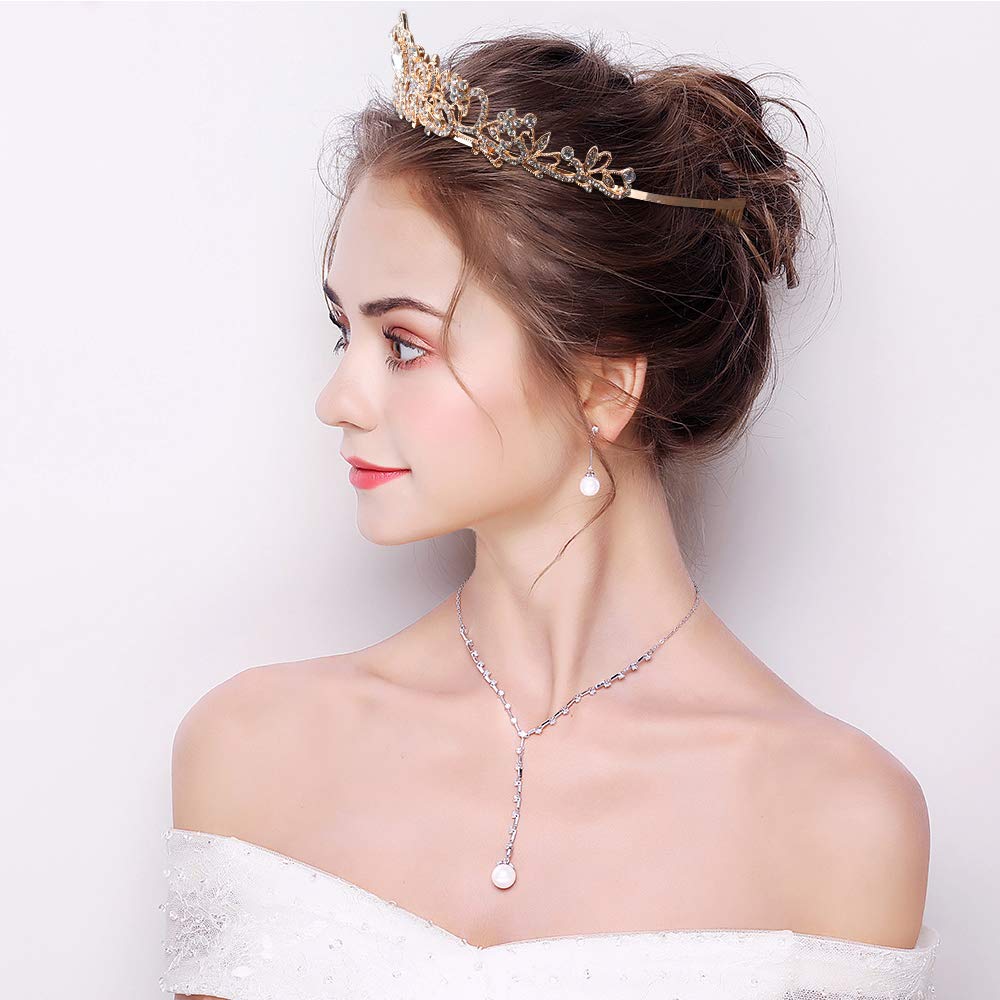 Princess Crystal Tiara Crown Headband Elegant Crown With Combs