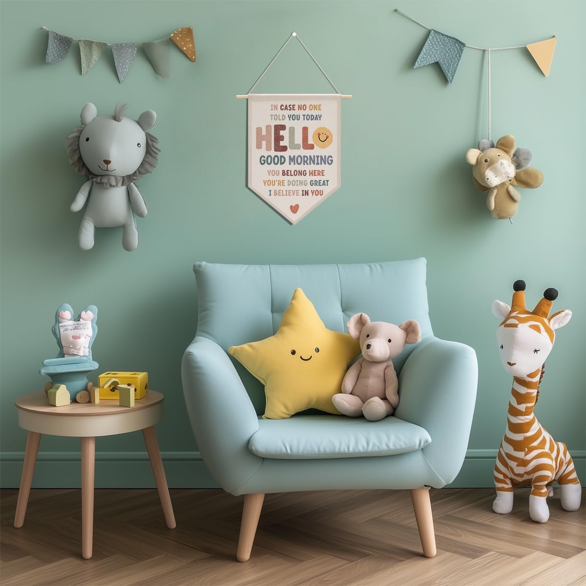 Preppy Positive Affirmations Wall Hanging Pennant Flag â€?Aesthetic Decor for Classroom, Bedroom, or Home