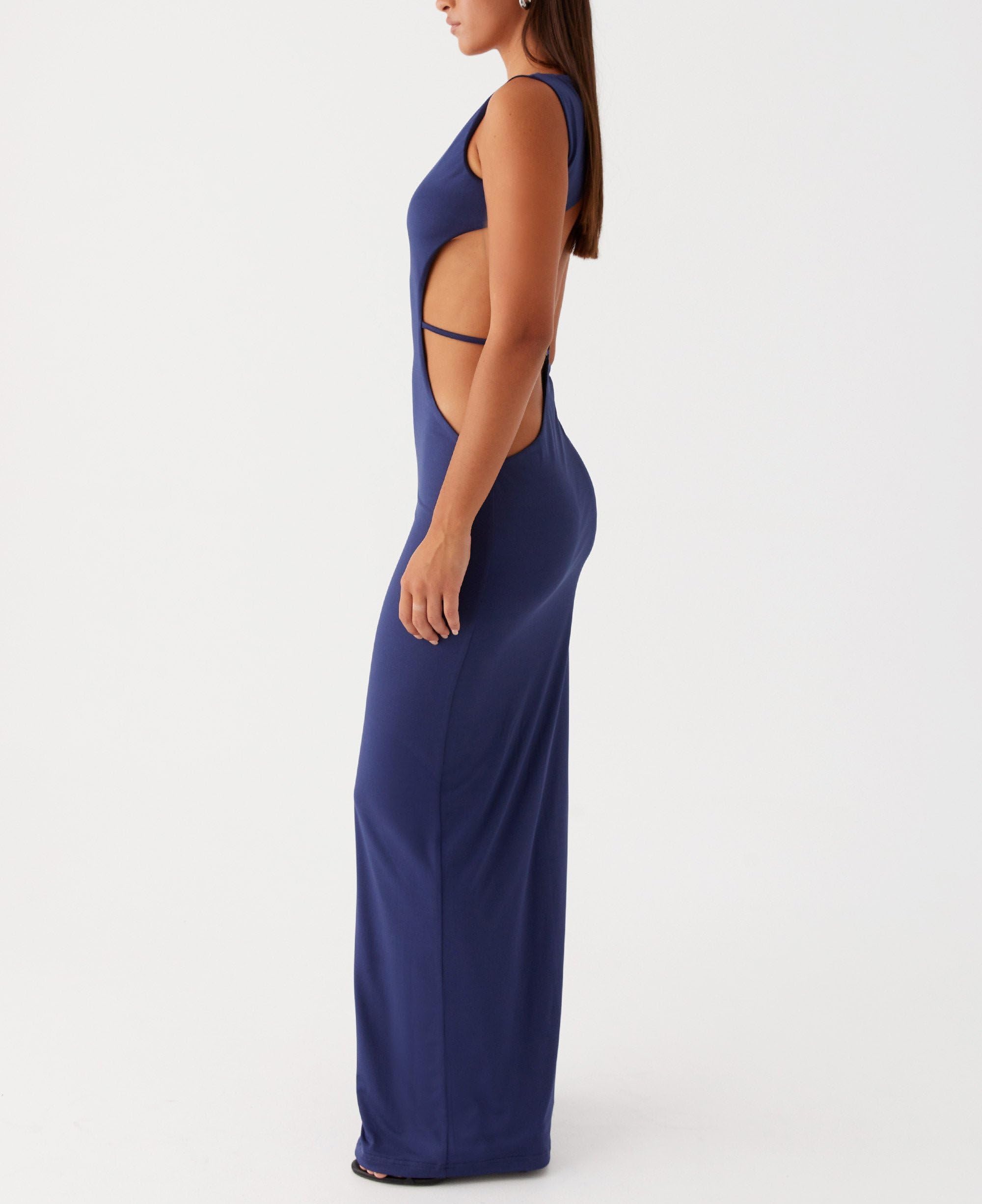 Sexy Cut Out Maxi Dress for Women Spaghetti Strap Backless Bodycon Dress Y2k Hollow Sleeveless Long Dress