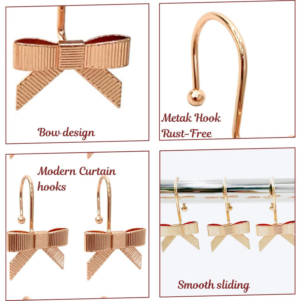 Decorative Bow Knot Curtain Hooks Shower Rings for Bathroom