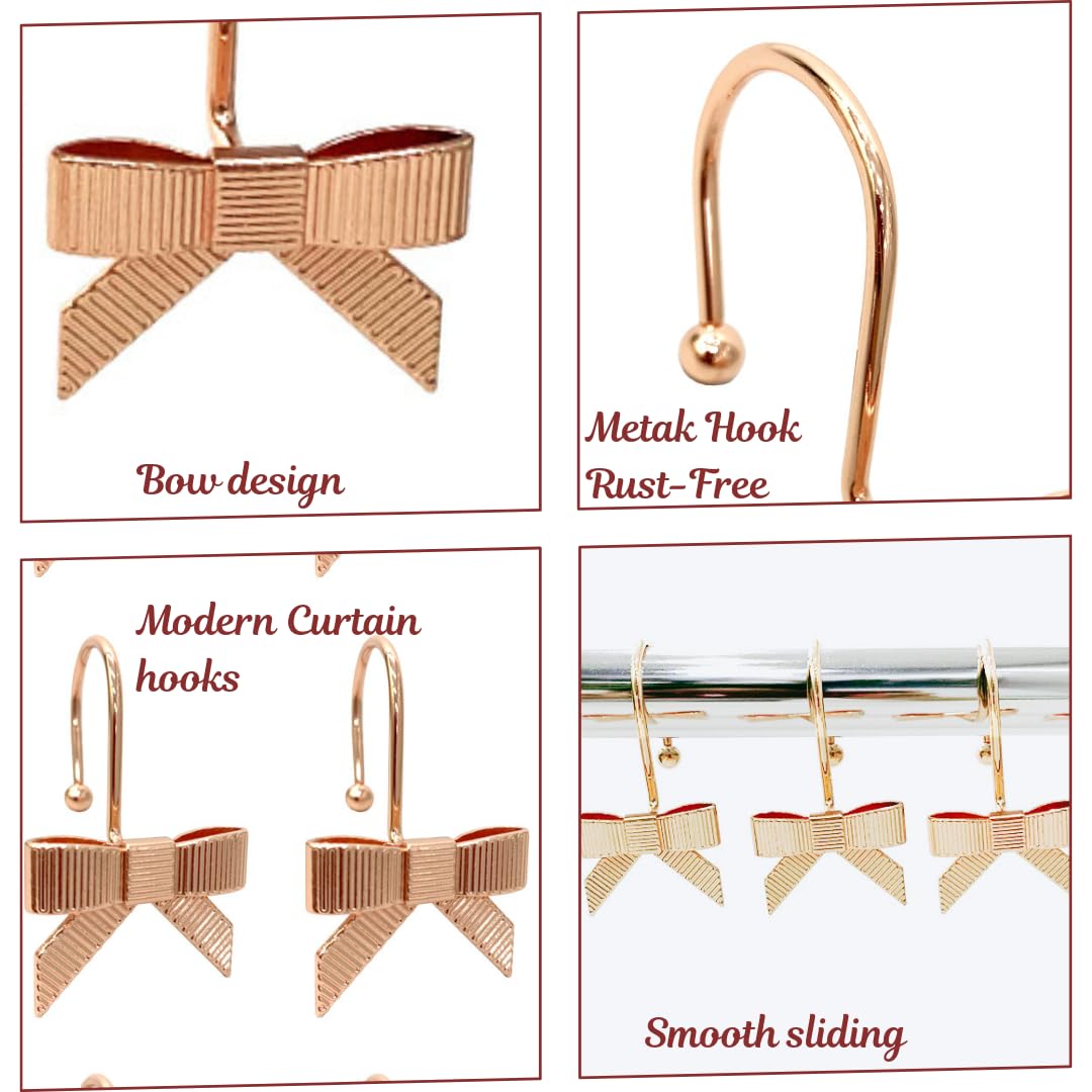 Decorative Bow Knot Curtain Hooks Shower Rings for Bathroom