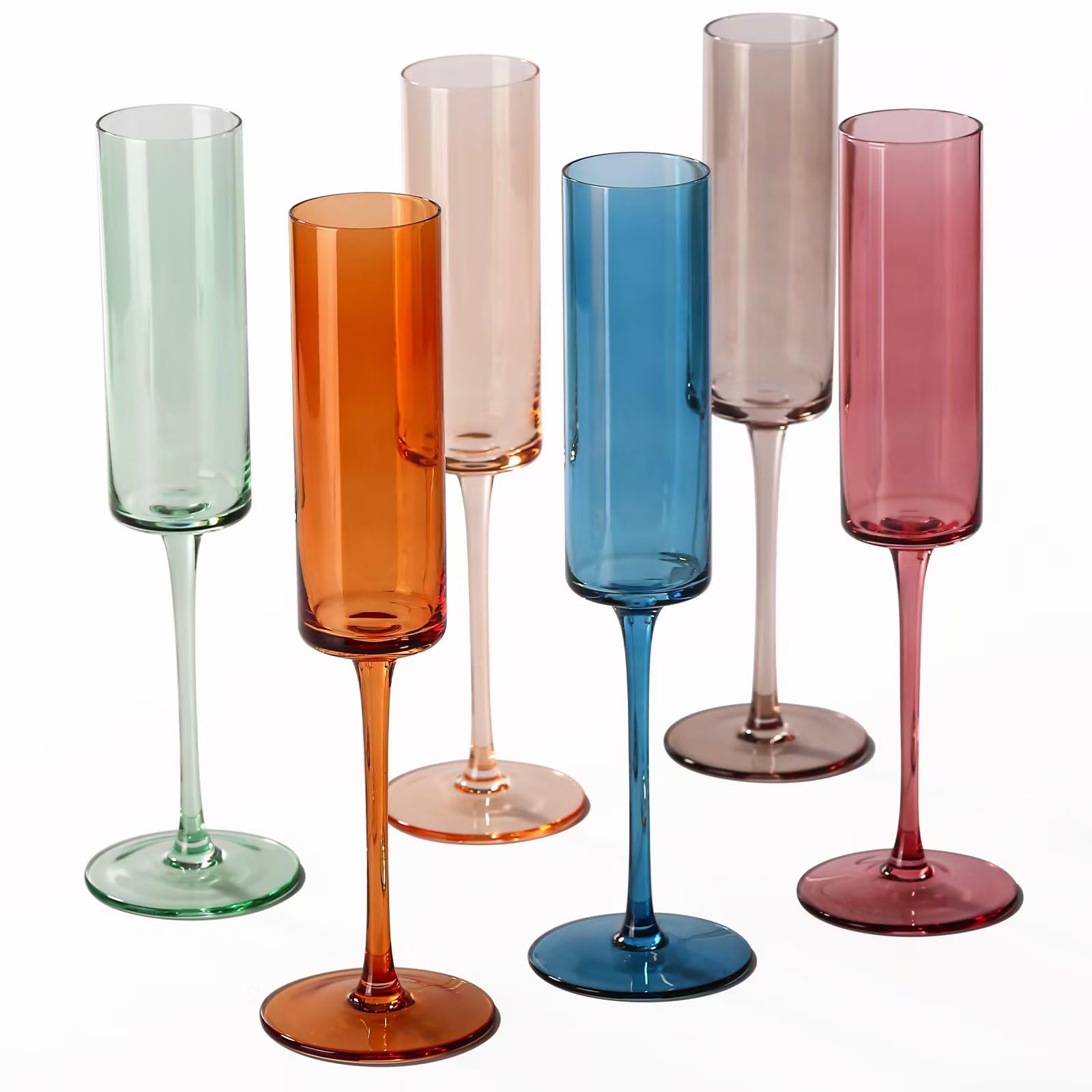 Colored Champagne Flutes Set of 6