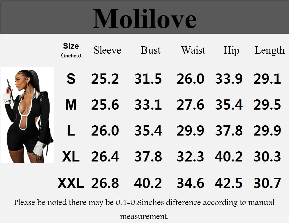Women's Sexy Deep V Hollow Out Shirt Collar Long Sleeve Backless Strap Tight Jumpsuit Shorts