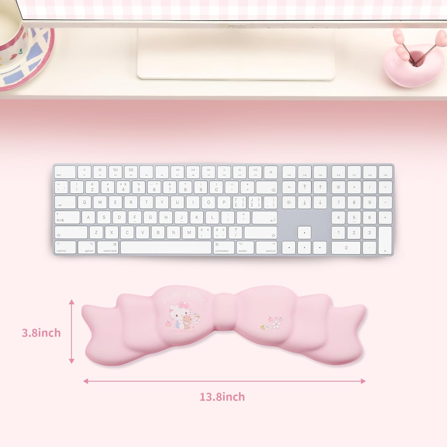 Memory Foam Bowknot Wrist Rest, Non-Slip Rubber Base Keyboard Wrist Rest for Gaming or Home Office Work