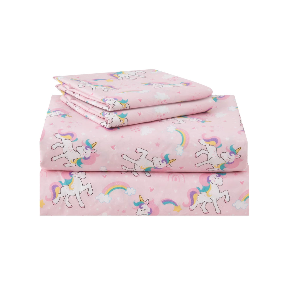 Printed Kids Sheet Set Twin Size, 3 Pcs Breathable & Silky Soft Microfiber - Kids Fitted Sheet,Kids Bed Sheets with 15" Deep Pocket