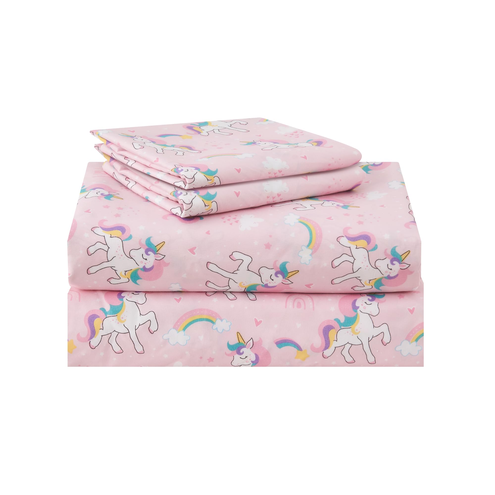 Printed Kids Sheet Set Twin Size, 3 Pcs Breathable & Silky Soft Microfiber - Kids Fitted Sheet,Kids Bed Sheets with 15" Deep Pocket