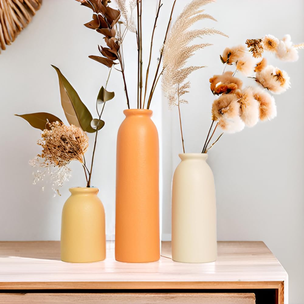 Tall Decorative Ceramic Vase Set, 3 Pieces