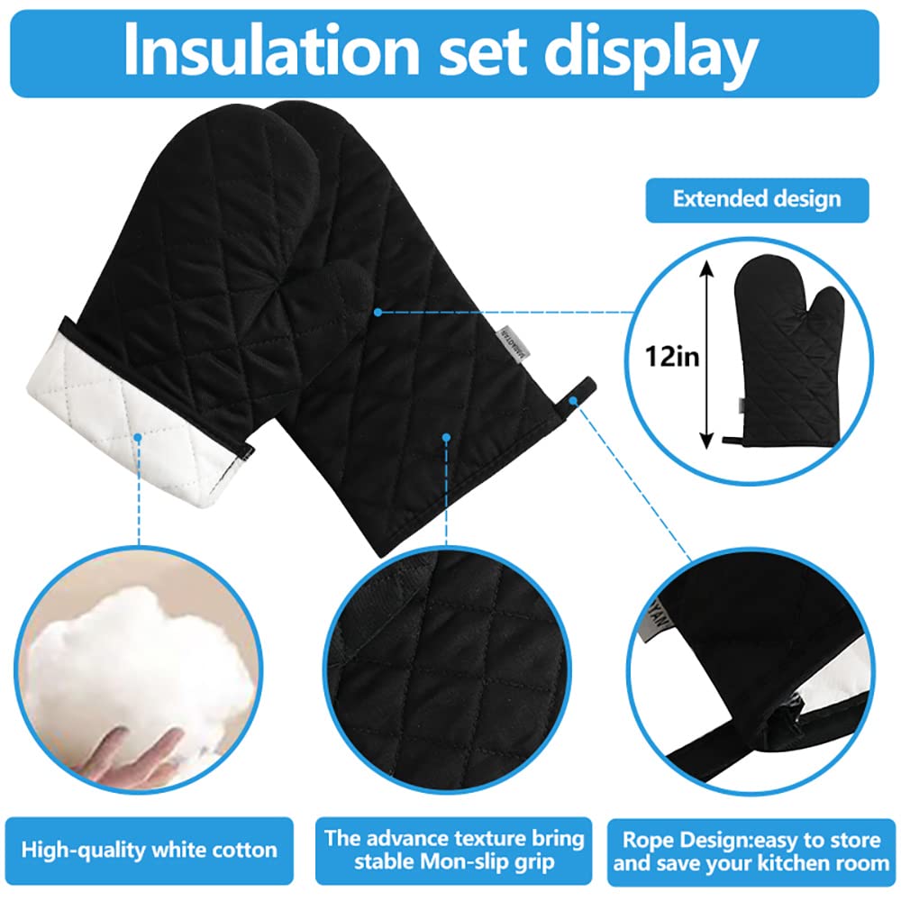 Oven Mitts and Pot Holders 4 pcs Set,High Heat Resistant 500 Degree Extra Thicken