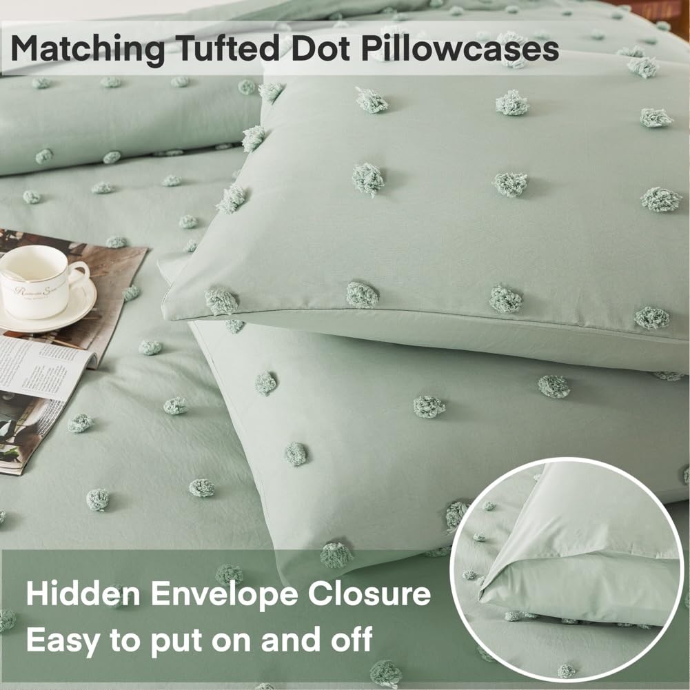 Comforter Set, 2 Pieces- Soft Cotton Lightweight Comforter with 1 Pillowcase, Chenille Dots All Season Down Alternative Comforter Set for Bedding