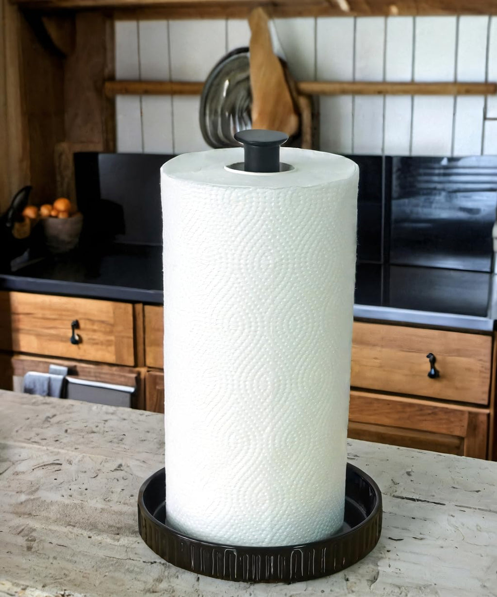 Stable Elegant and Durable Kitchen Roll Stand Paper Towel Holder Countertop, Ceramic Base
