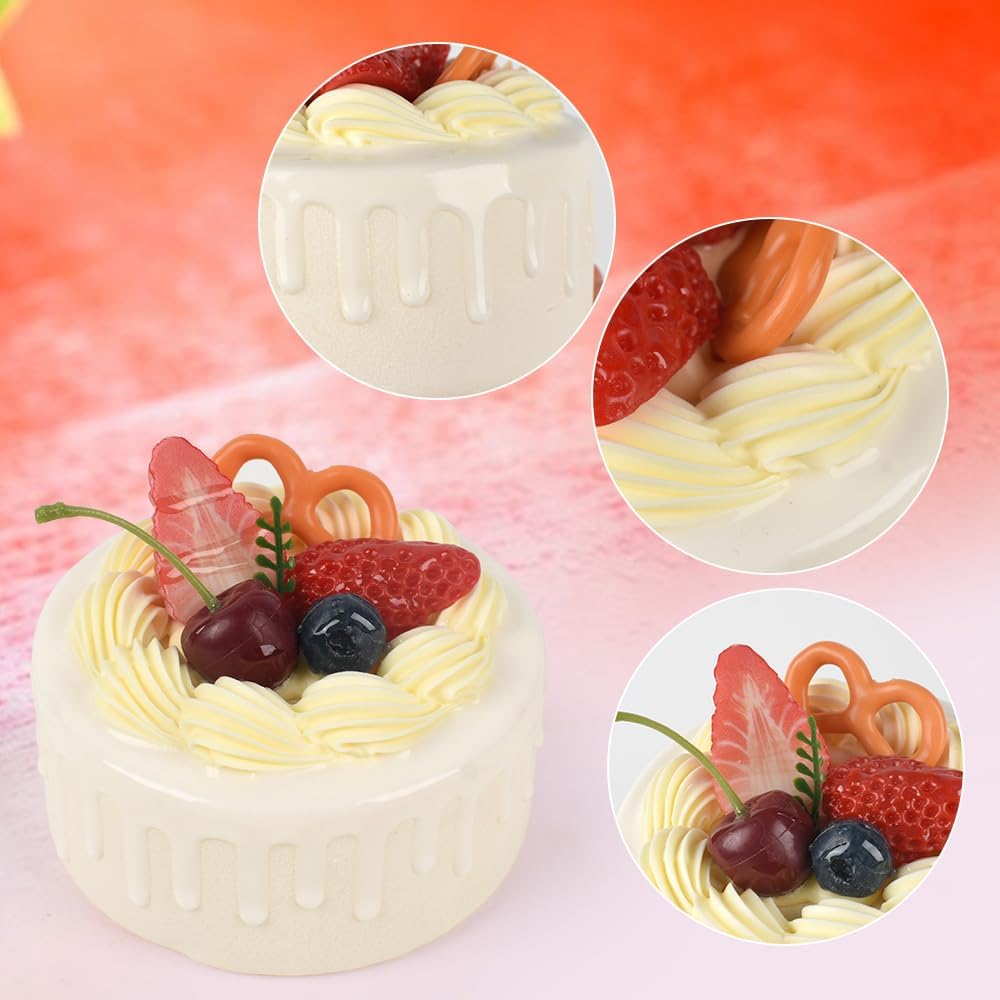 Fake Cake Dessert Artificial Cake with Strawberry Cherries Fake Cupcake Faux Food Model Realistic Fake for Home Kitchen Decoration Display Photography Props