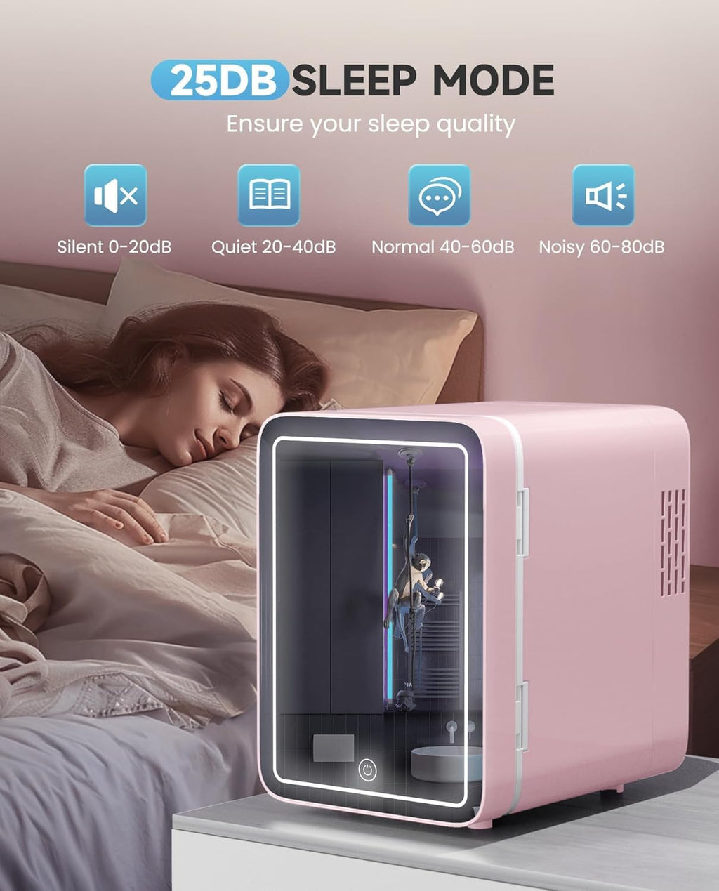 Skincare Fridge - Makeup Fridge for Refrigerating Skincare and Food, Mini Fridge Cooler and Warmer