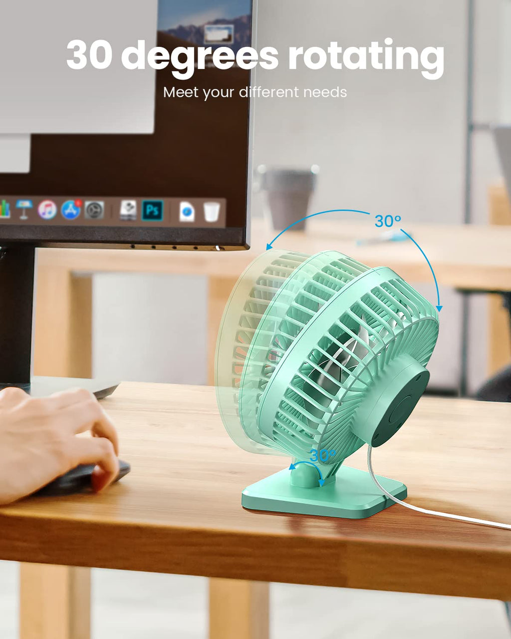 USB Desk Fan, Small But Powerful, Personal Portable Quiet 3 Speeds, Adjustable Mini Table Desktop fan for Cooling
