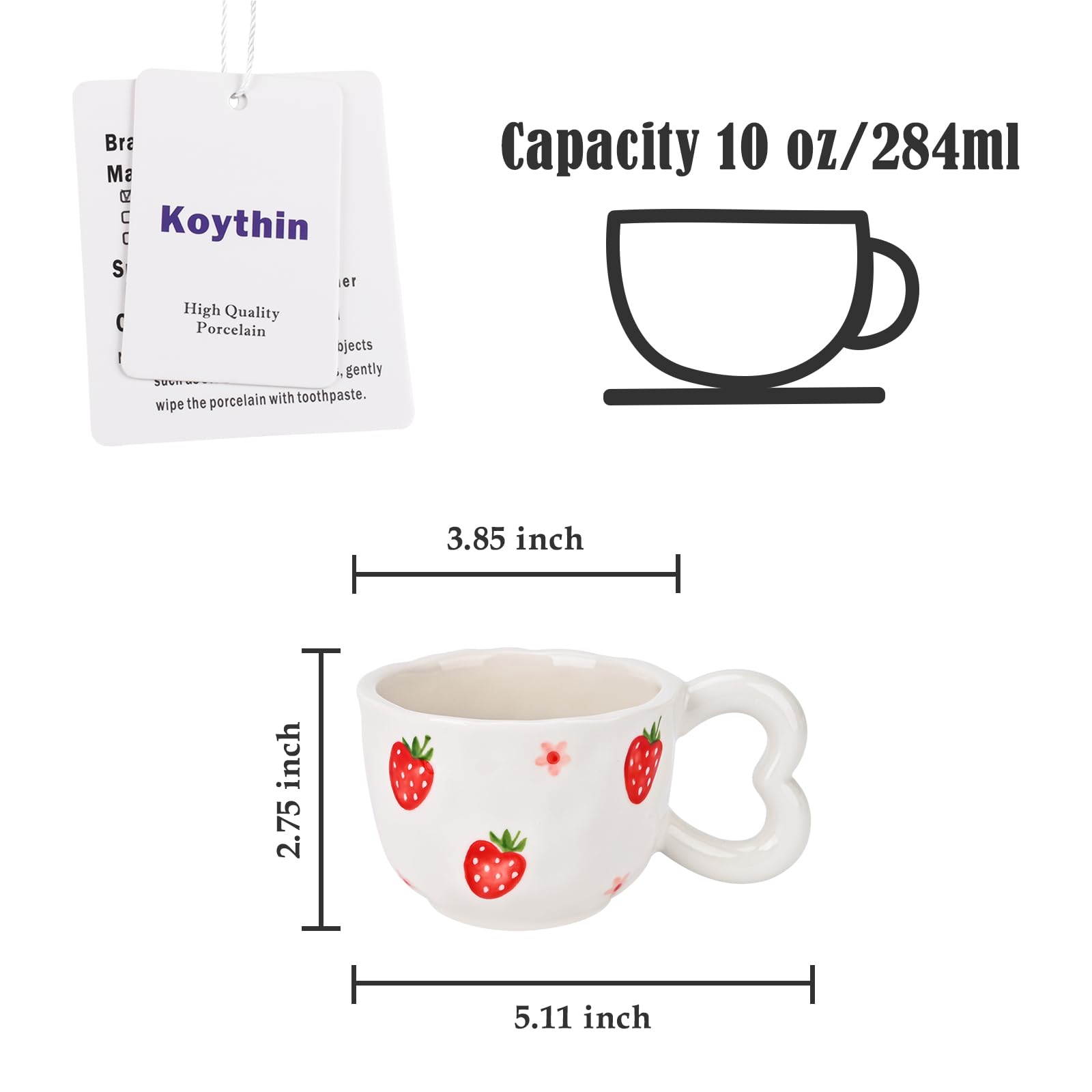 Ribbon Bow Ceramic Mug, Cute Creative Heart Handle Mug Design, 10.5 oz/300 ml