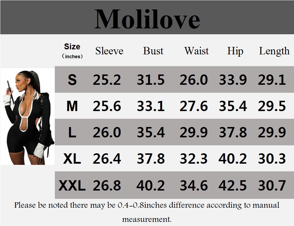 Women's Sexy Deep V Hollow Out Shirt Collar Long Sleeve Backless Strap Tight Jumpsuit Shorts
