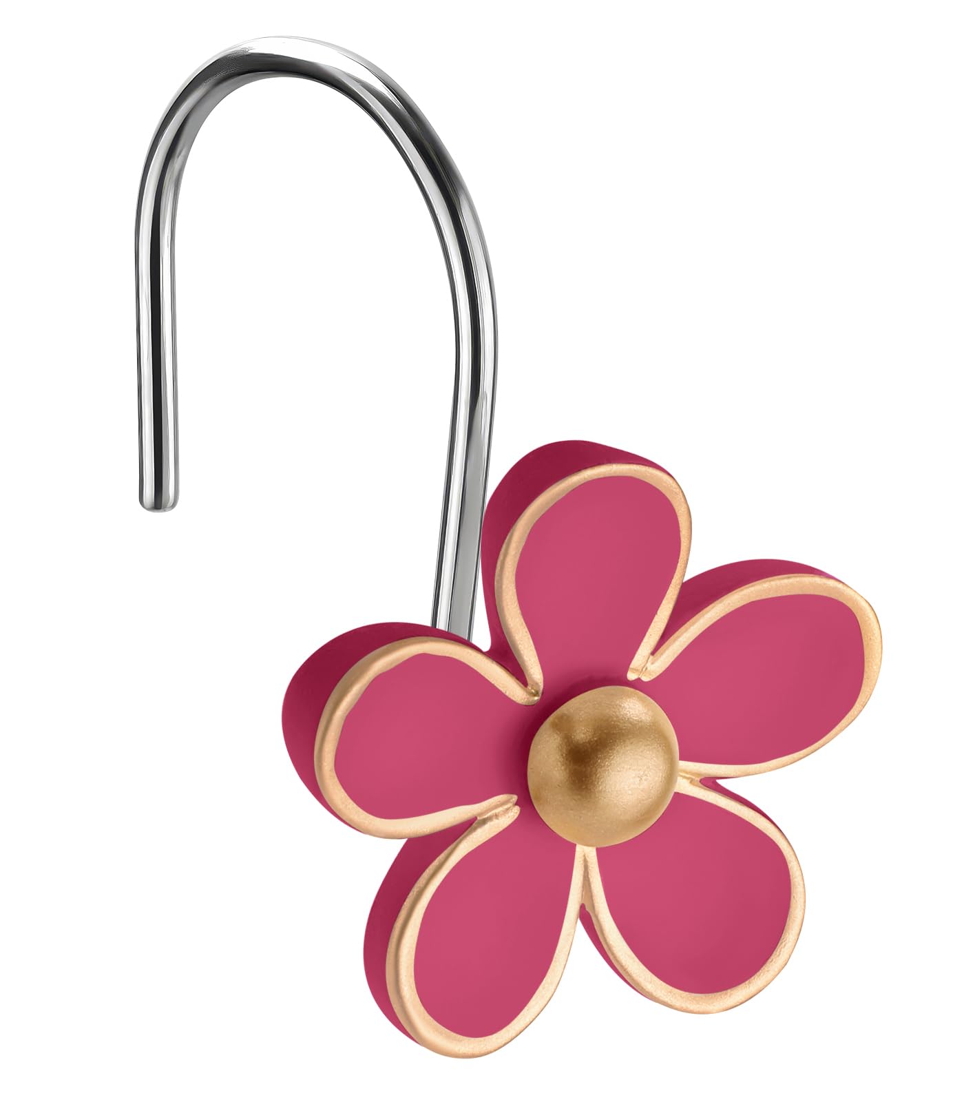 Cute Flower Shower Curtain Hooks, Pretty Floral Themed Elegant Bathroom Decor