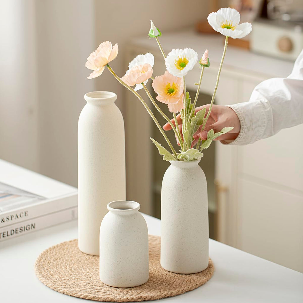 Tall Decorative Ceramic Vase Set, 3 Pieces