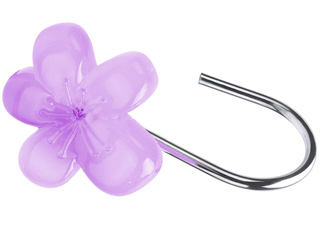 Cute Flower Shower Curtain Hooks, Pretty Floral Themed Elegant Bathroom Decor