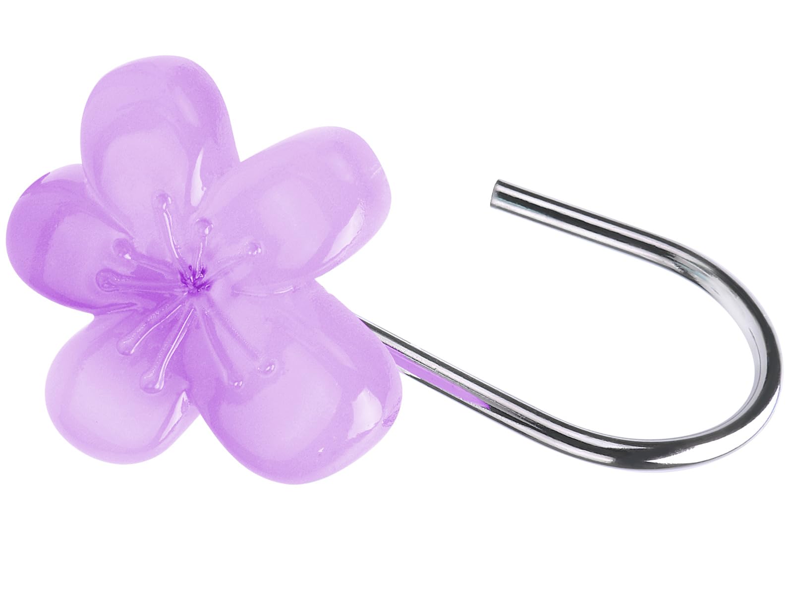 Cute Flower Shower Curtain Hooks, Pretty Floral Themed Elegant Bathroom Decor