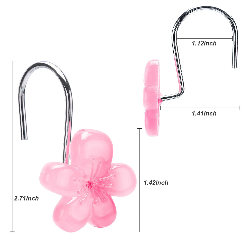 Cute Flower Shower Curtain Hooks, Pretty Floral Themed Elegant Bathroom Decor