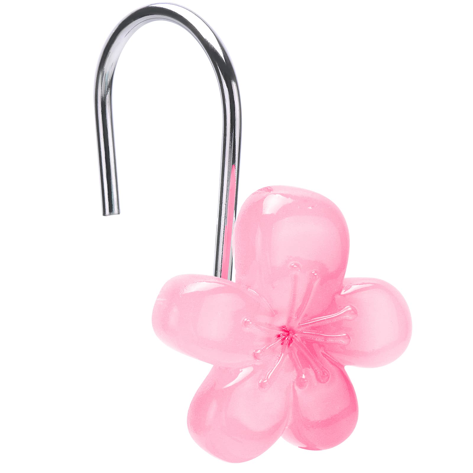 Cute Flower Shower Curtain Hooks, Pretty Floral Themed Elegant Bathroom Decor