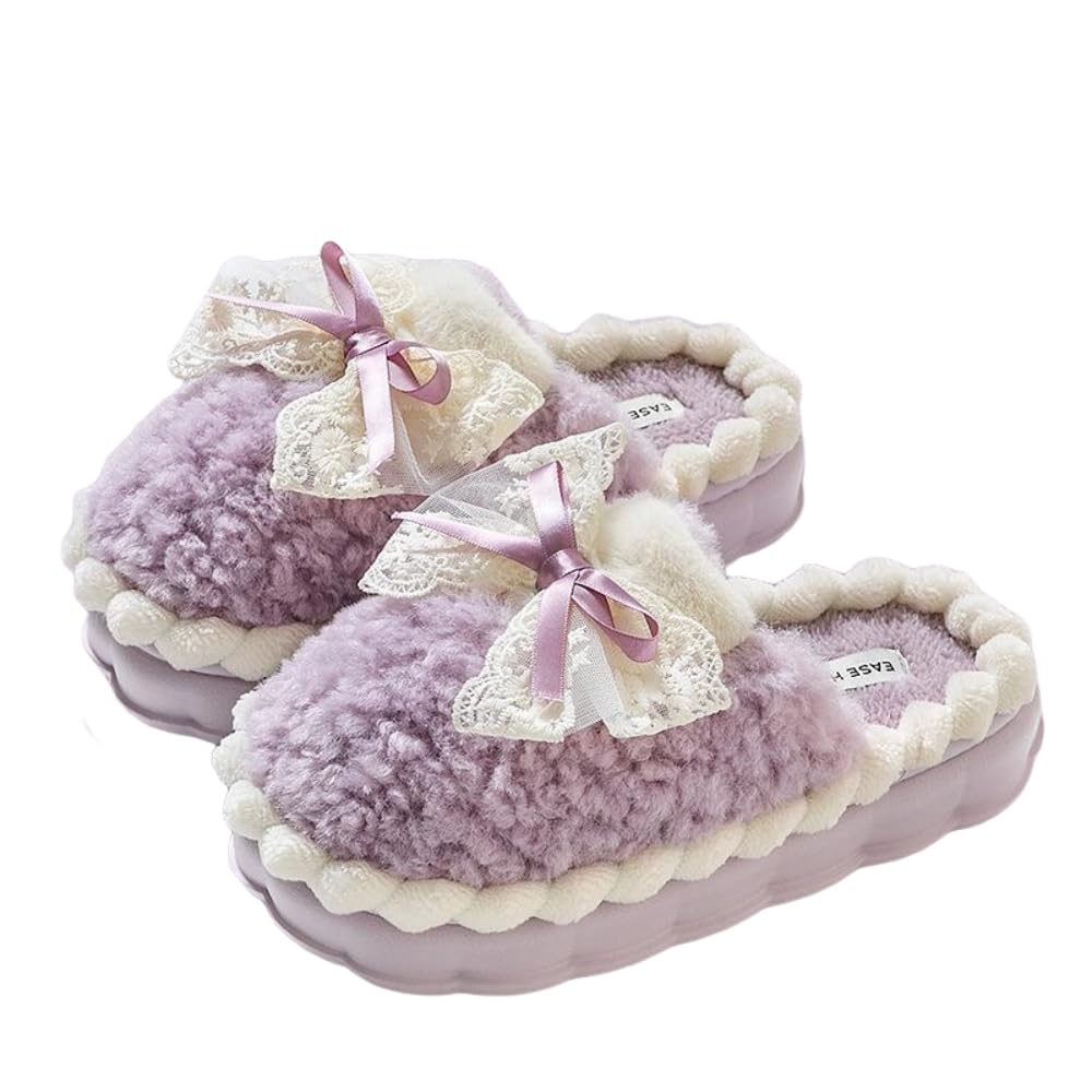 Cute Butterfly Fuzzy Women's Slippers Winter Fluffy Open Toe House Slippers Slip On Plush Bedroom Shoes