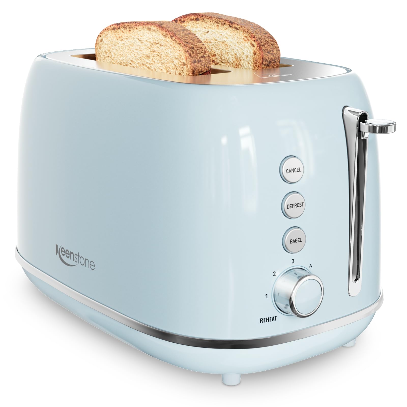 Toaster 2 Slice Stainless Steel with 6 Bread Shade Settings, Retro Toaster with Extra Wide Slot