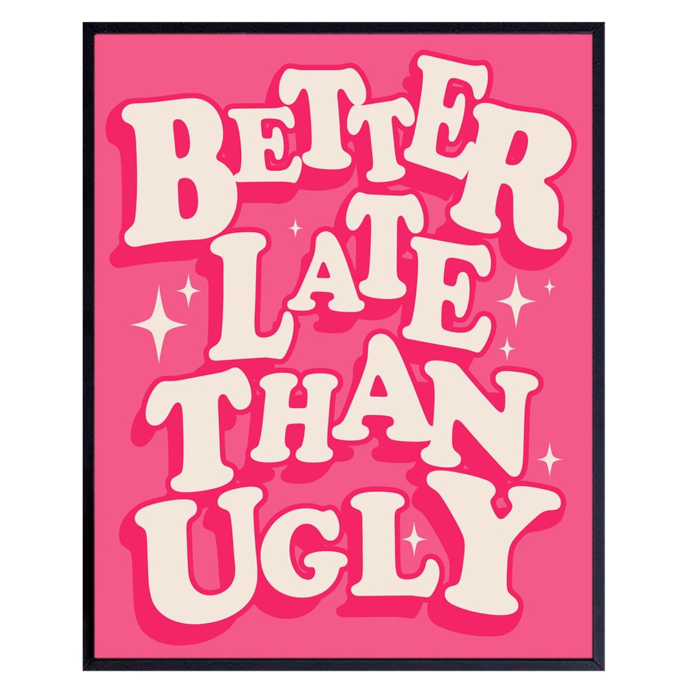 Women's Pink Bathroom Decor â€?Humorous Wall Art, Retro Bath Prints, and Modern Restroom Signs