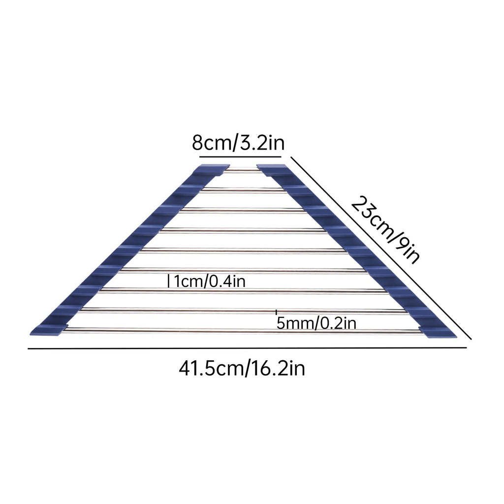 Triangle Foldable Dish Drying Rack, Small Roll-Up - Stainless Steel Over Sink Drainer for Kitchen Sink Corner, Rustproof