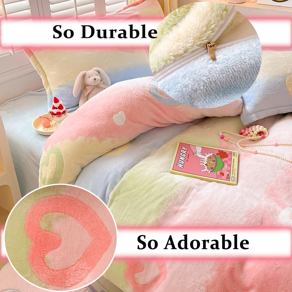 Kawaii Twin Duvet Cover Set â€?Soft Reversible Bedding with Fluffy Comforter Cover