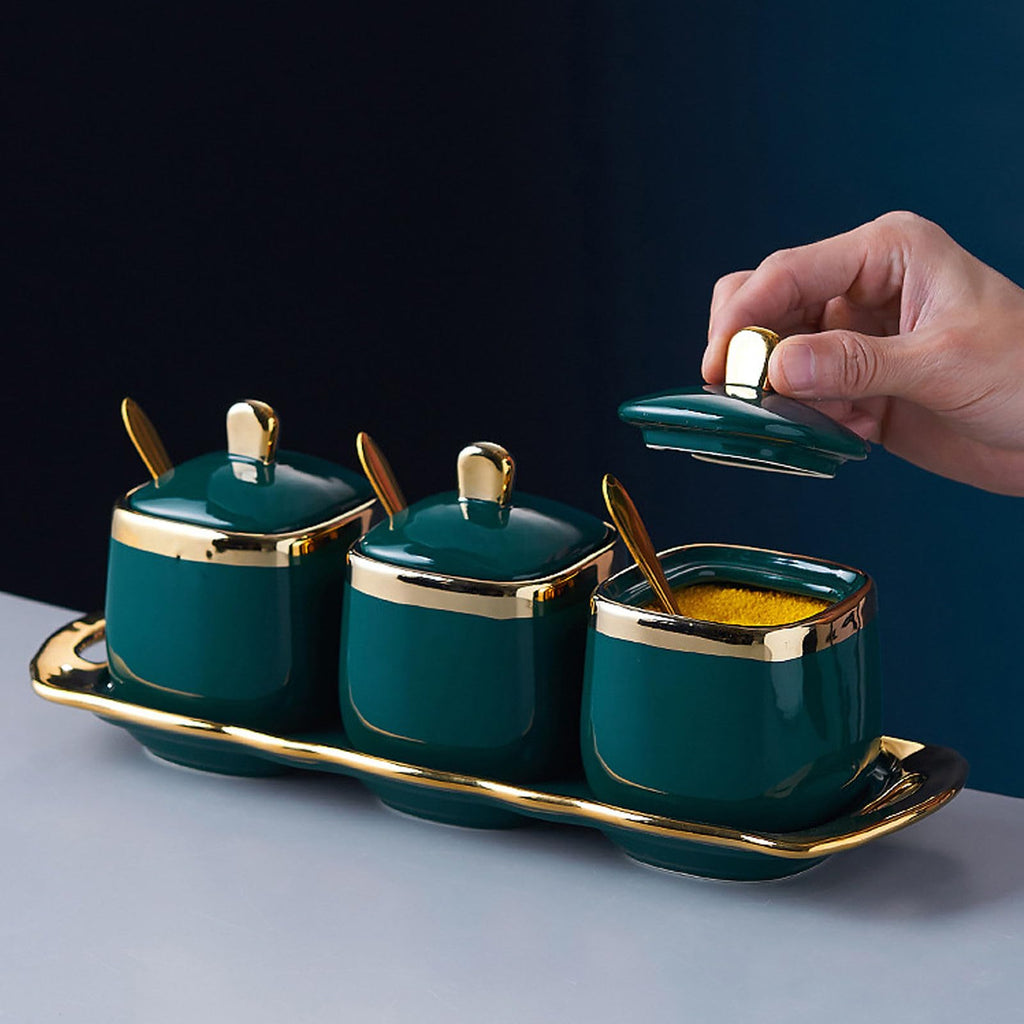 Sugar Bowl With Lid And Spoon, Sugar Pot Set Of 3